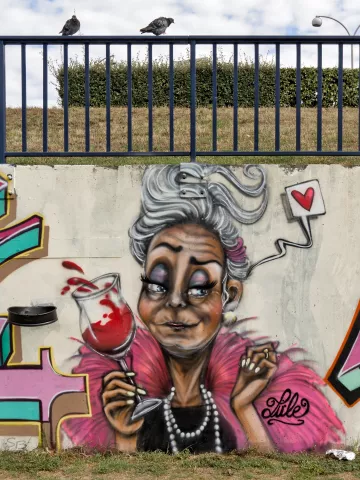 Graf : "La bordelaise" réalisé par Lüle à la gare routière Quai Paludate à Bordeaux en août 2020Photo : Stéphane - 09/2020
